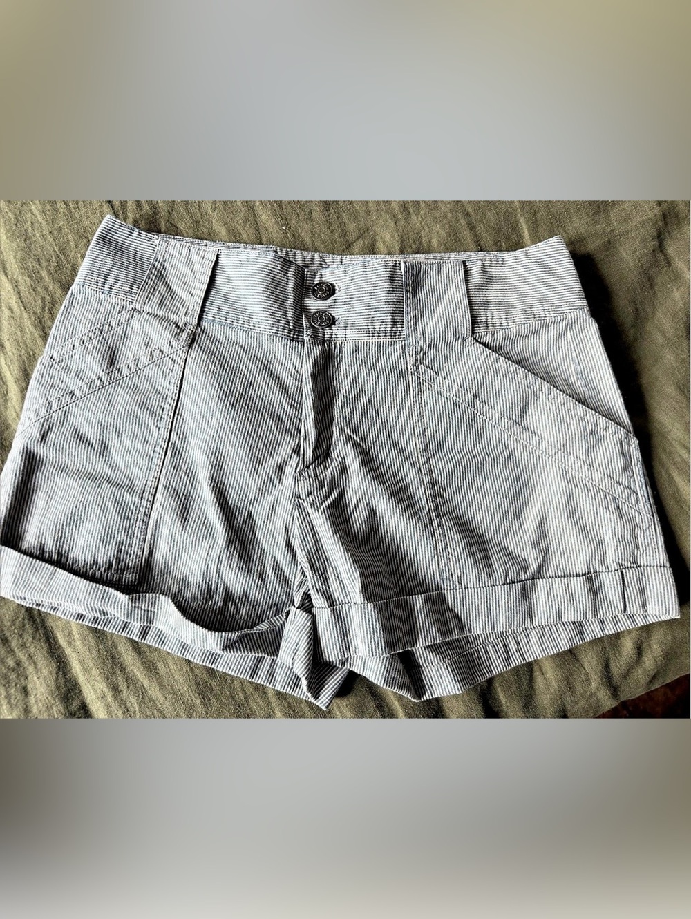 Fossil Striped High Waist Shorts Blue & White Size 6